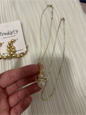 Gold Snowman Pendant Necklace - Gold